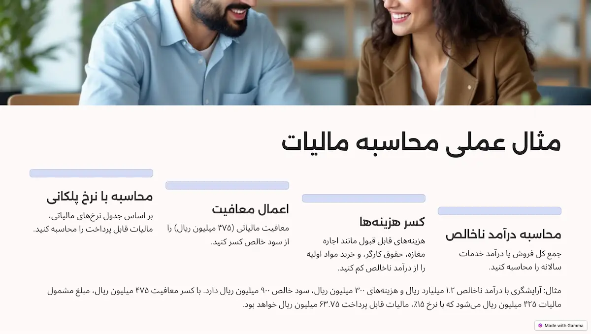 مثال عملی محاسبه مالیات